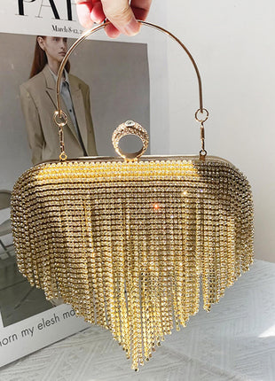 Rhinestone Fringe Evening Clutch