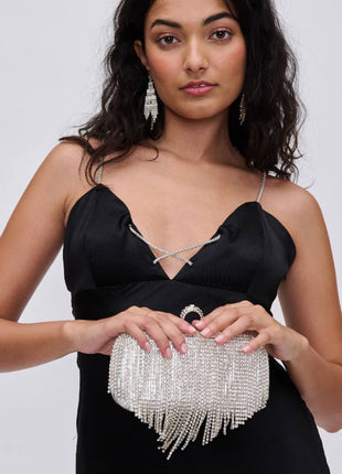 Rhinestone Fringe Evening Clutch