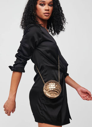 Rhinestone Disco Ball Evening Clutch Bag