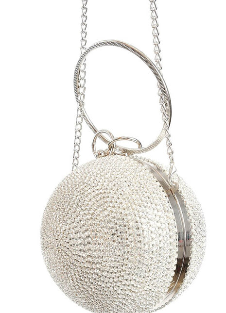 Rhinestone Embellished Disco Ball Evening Purse