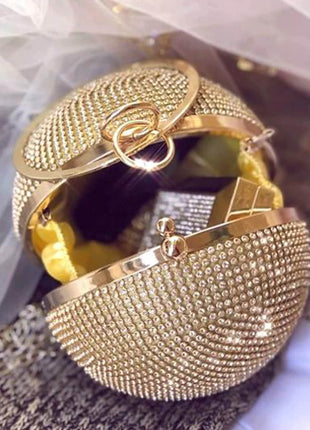 Rhinestone Embellished Disco Ball Evening Purse