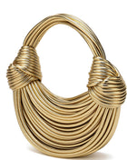 Faux Leather Noodles Knotted Top Handle Clutch Bags
