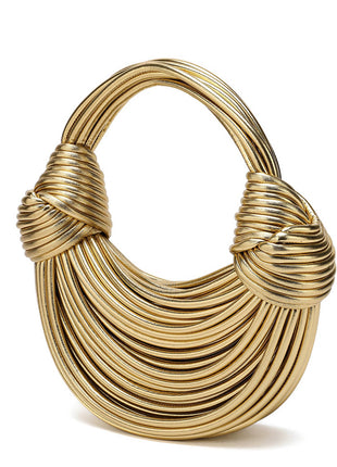 Faux Leather Noodles Knotted Top Handle Clutch Bags