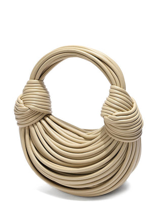Faux Leather Noodles Knotted Top Handle Clutch Bags