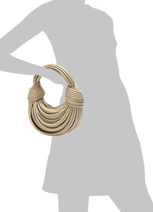 Faux Leather Noodles Knotted Top Handle Clutch Bags