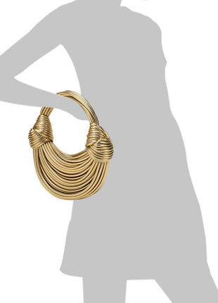 Faux Leather Noodles Knotted Top Handle Clutch Bags