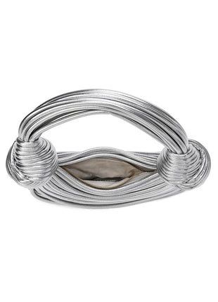 Faux Leather Noodles Knotted Top Handle Clutch Bags