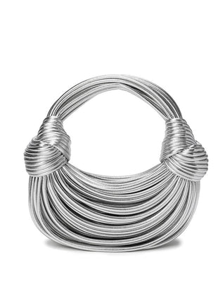 Faux Leather Noodles Knotted Top Handle Clutch Bags