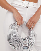 Faux Leather Noodles Knotted Top Handle Clutch Bags