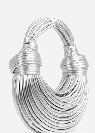 Faux Leather Noodles Knotted Top Handle Clutch Bags