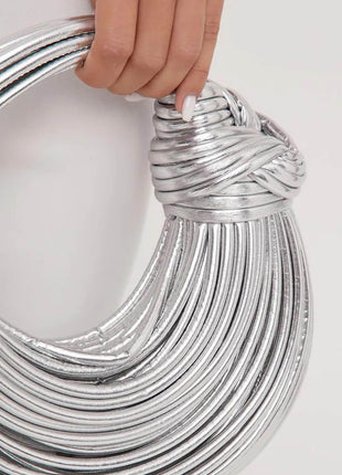 Faux Leather Noodles Knotted Top Handle Clutch Bags