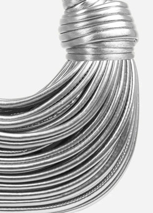 Faux Leather Noodles Knotted Top Handle Clutch Bags