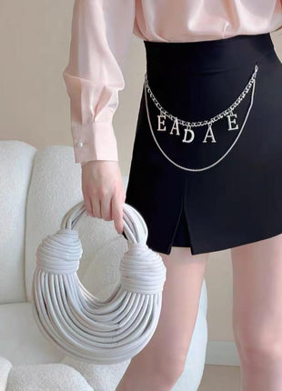 Faux Leather Noodles Knotted Top Handle Clutch Bags