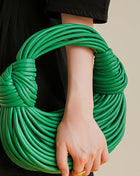 Faux Leather Noodles Knotted Top Handle Clutch Bags