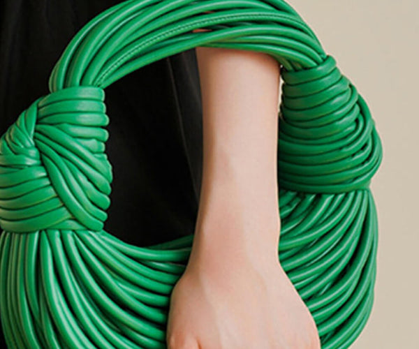 Faux Leather Noodles Knotted Top Handle Clutch Bags
