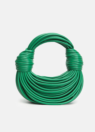 Faux Leather Noodles Knotted Top Handle Clutch Bags