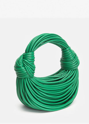Faux Leather Noodles Knotted Top Handle Clutch Bags