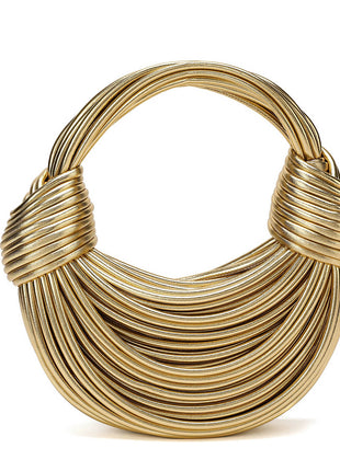 Faux Leather Noodles Knotted Top Handle Clutch Bags