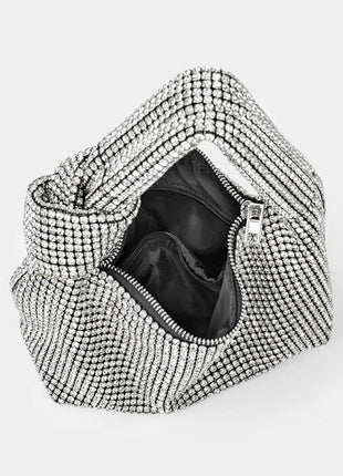 Rhinestone Knot-Handle Slouchy Dumpling Bling Shoulder Bag