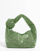 Rhinestone Knot-Handle Slouchy Dumpling Bling Shoulder Bag