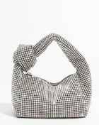 Rhinestone Knot-Handle Slouchy Dumpling Bling Shoulder Bag