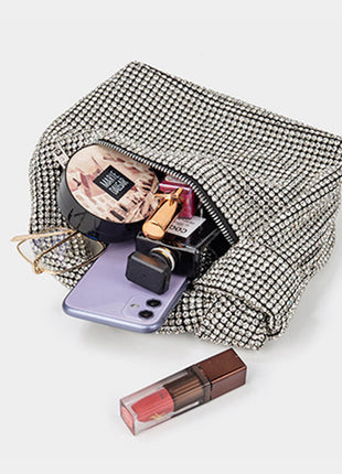 Rhinestone Knot-Handle Slouchy Dumpling Bling Shoulder Bag