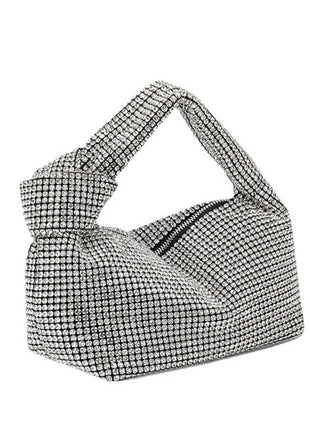 Rhinestone Knot-Handle Slouchy Dumpling Bling Shoulder Bag