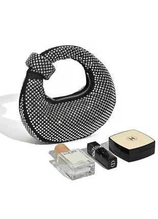 Crystal Loop-Handle Evening Moon Bag