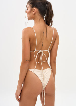 Rose Applique String Triangle Tie Side Bikini Set