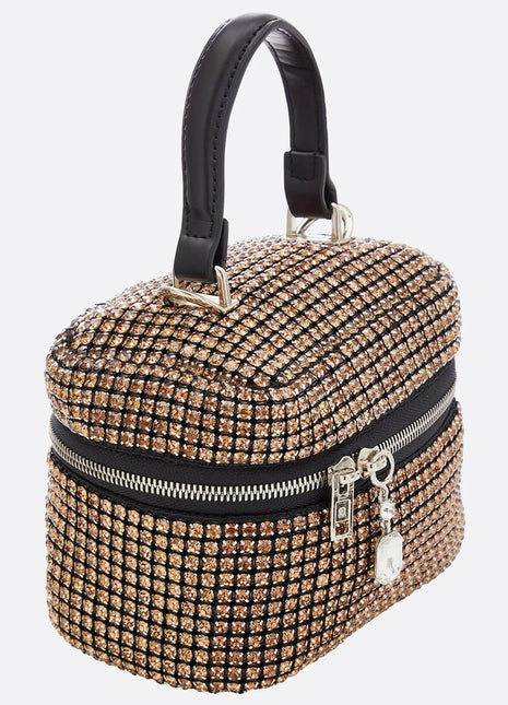 Crystals Embellished Evening Handbag With Removable Shoulder Strap