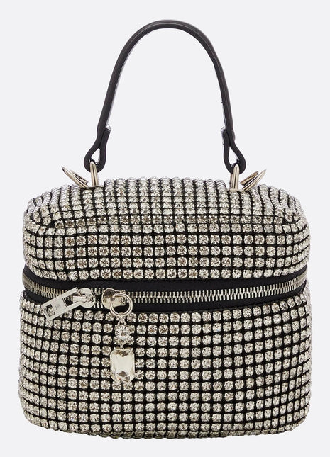 Crystals Embellished Evening Handbag With Removable Shoulder Strap