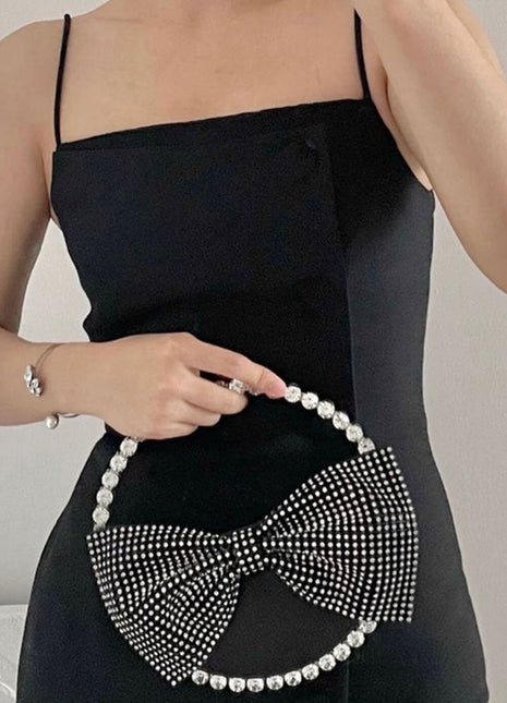 Round Rhinestones Bowknot Evening Clutch