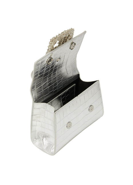 Rhinestones Embellished Crocodile Mini Crossbody Handbag