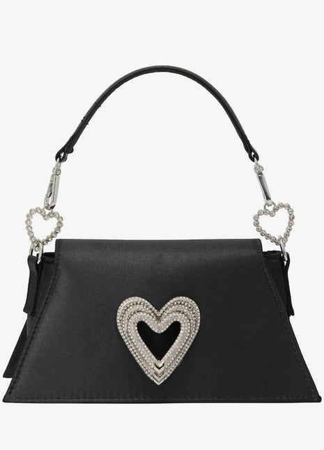 Satin Triple Heart Top-Handle Mini Bag
