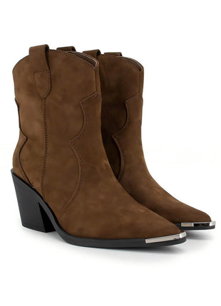 Suede Pointed Toe Western Ankle Boots