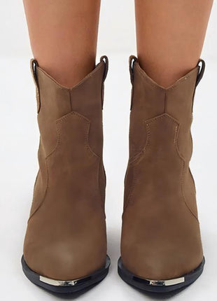 Suede Pointed Toe Western Ankle Boots