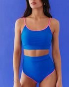 Colorblock Contrast Trim Sporty High Waisted Bikini Set