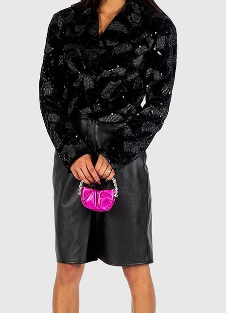 Metallic Embellished Rhinestone Evening Purse Clutch