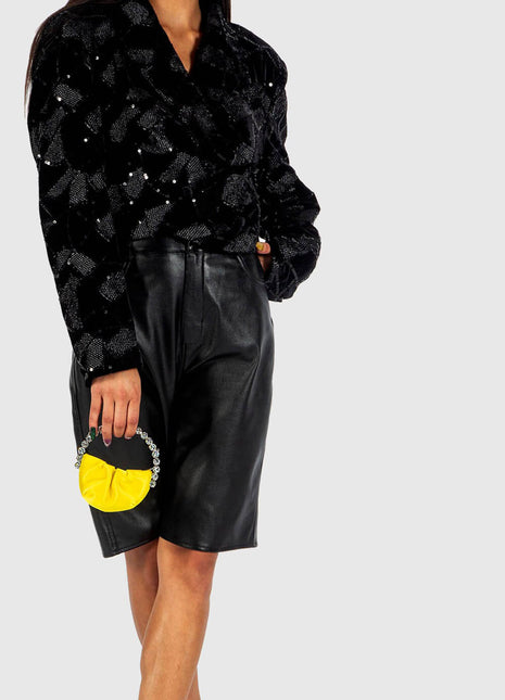 Satin Embellished Rhinestone Evening Purse Clutch