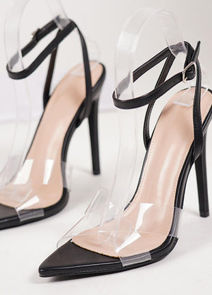 Clear Pvc Strap Pointed Toe Stiletto Heeled Sandal
