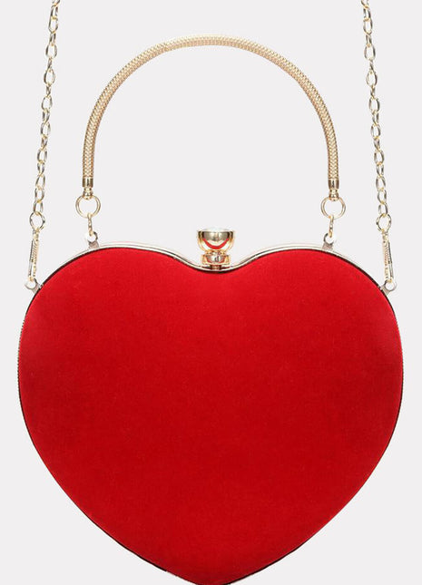 Velvet Heart Evening Clutch Bag With Chains