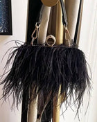 All-Over Feather Fringe Evening Clutch