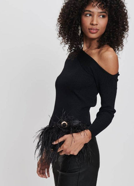 All-Over Feather Fringe Evening Clutch