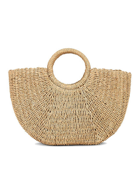 Woven Rattan Circle Handle Beach Tote Bags