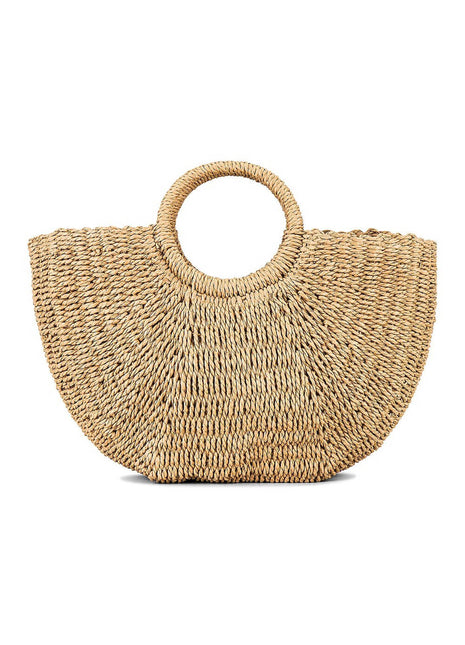 Woven Rattan Circle Handle Beach Tote Bags