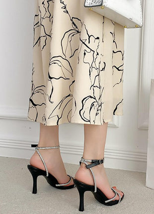 Diamante Strap Stiletto Heeled Sandals - Black/White