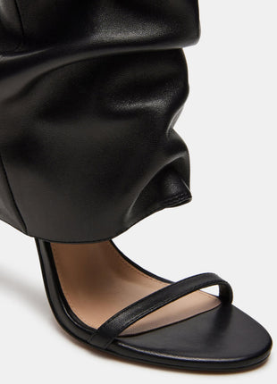 Cuffed Knee-High Ruched Open Toe Stiletto Heel Boots