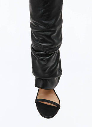 Cuffed Knee-High Ruched Open Toe Stiletto Heel Boots