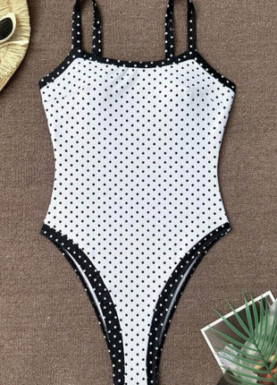 Colorblock Polka Dot One-Piece Swimsuit