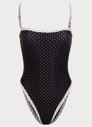 Colorblock Polka Dot One-Piece Swimsuit